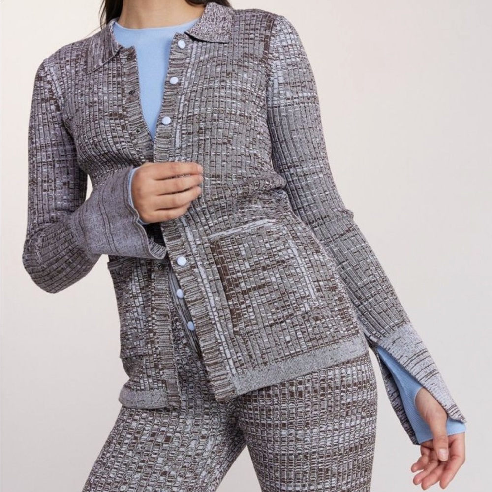 Live The Process Gray Knit Button-Up Cardigan & Leggings Set
